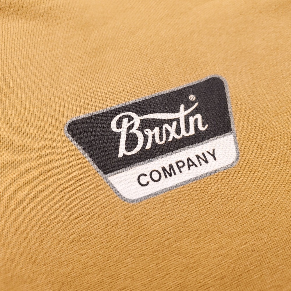 Brixton Crest T Shirt Men L Mustard Yellow Skate Surf Streetwear Casual Indie - Picture 7 of 8